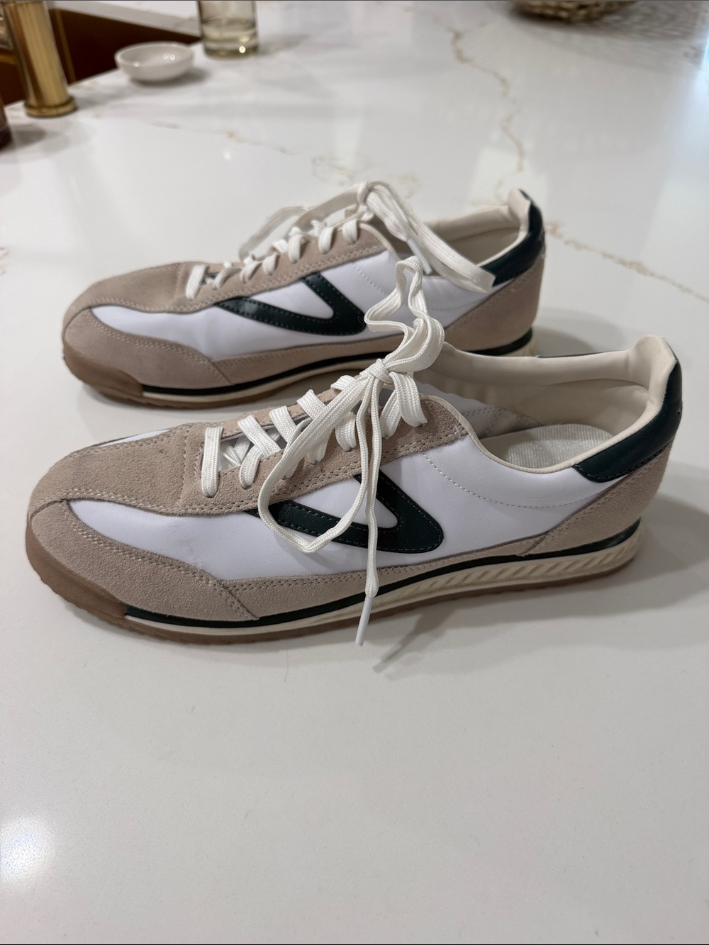 Tretorn Rawlins 2.0 Men's White, Beige and Dark Green Retro Sneakers | 8